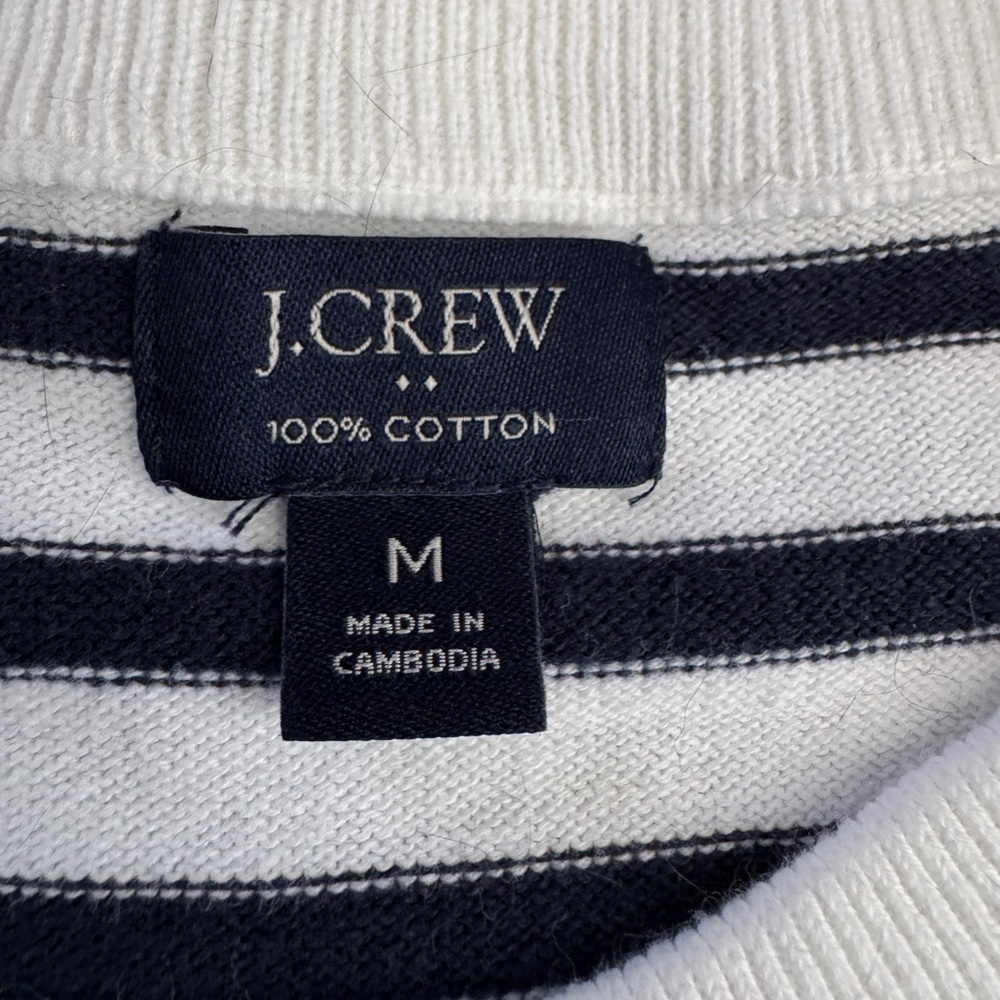 J. Crew Women's Crewneck Sweater - Black and White Stripes - Picture 7 of 12